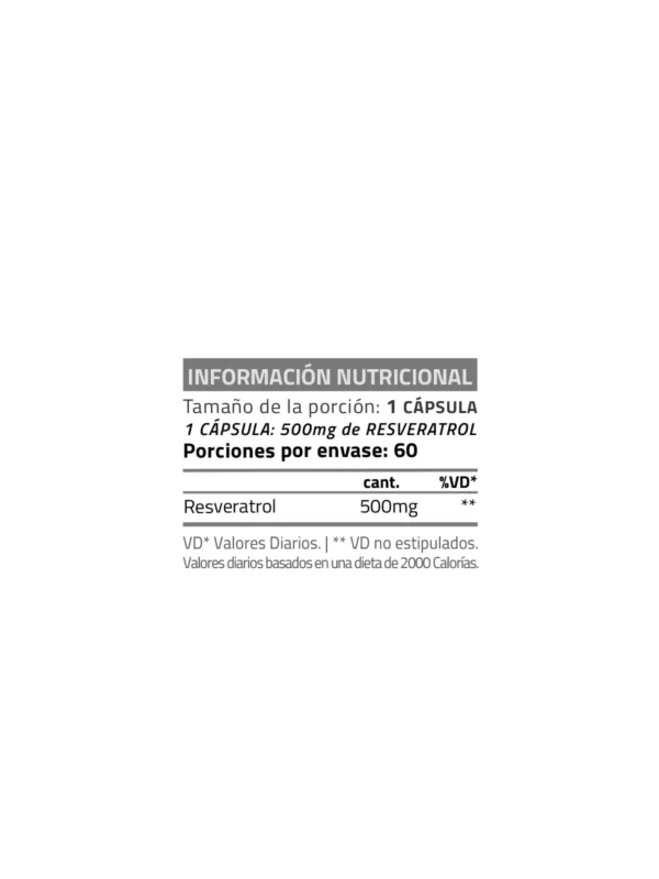Resveratrol 500 - 60 Cápsulas - Image 2